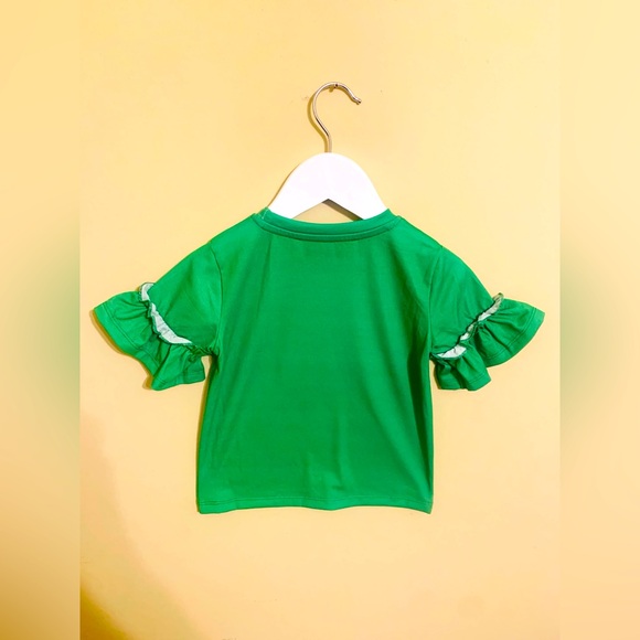 Three Sixty Baby Girls Green 'A Little Bit Sassy' Print Flutter Sleeve T-Shirt - Picture 2 of 4